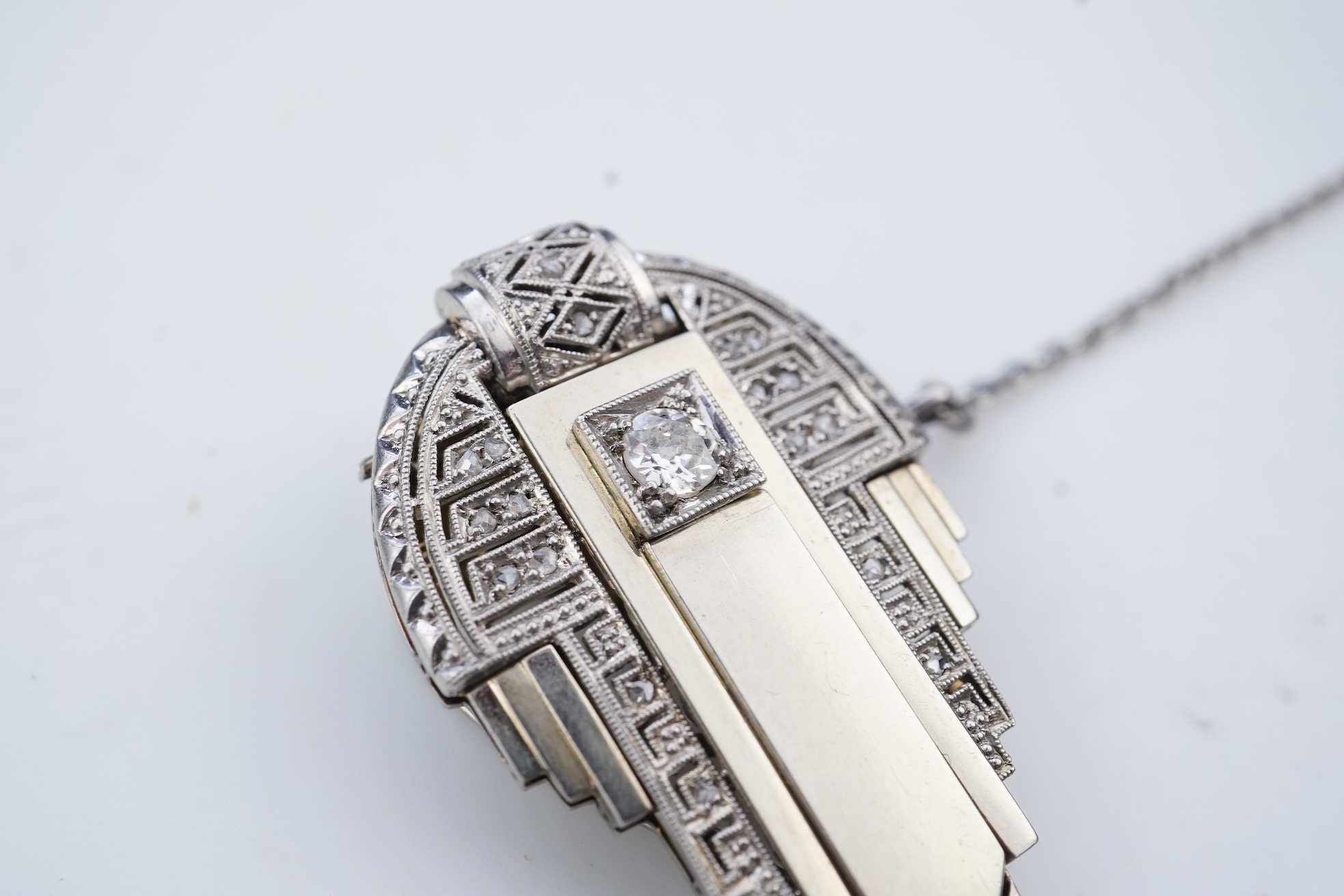 An Art Deco diamond clip brooch, 1930s